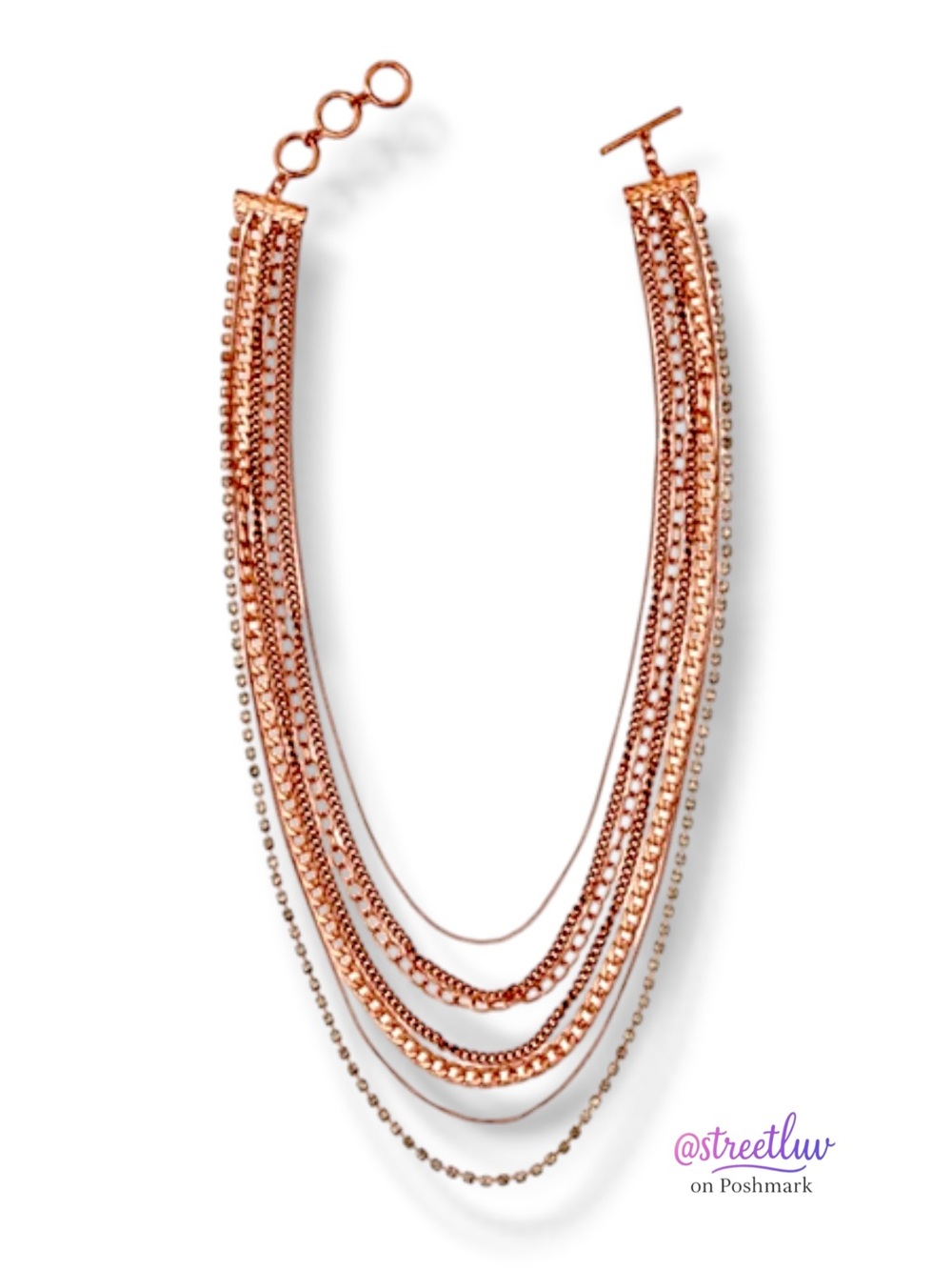 Stella & Dot Ginger Layering Necklace Rose Gold Multi Strand